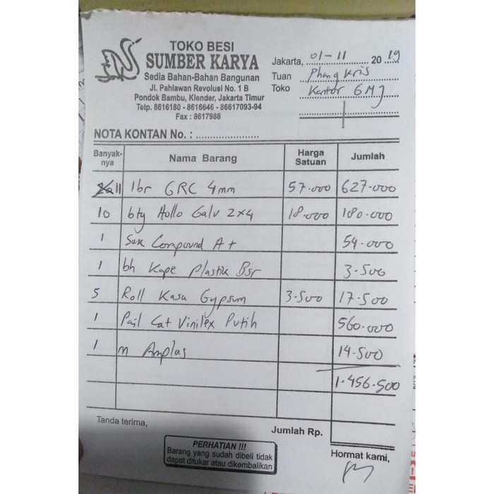 

✨Sale Nota Phangkristianto 29 November 2019 01 Diskon