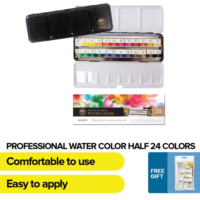 

✨Sale Mungyo - Professional Watercolor Pan Set - Half Size 24 Color Set Terbaru