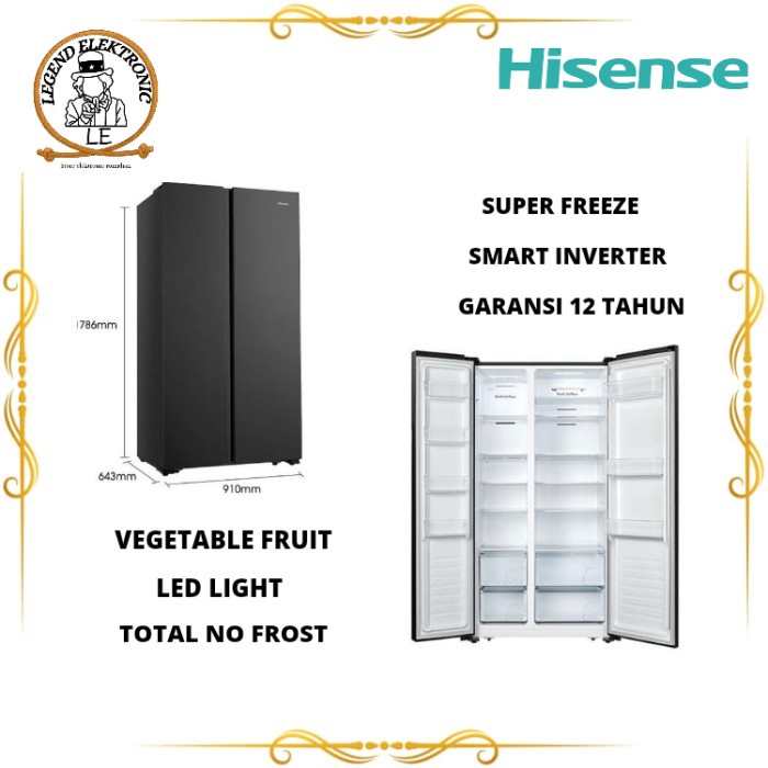 ✨Ready Hisense R670N4Ibn Kulkas Side By Side 564L Hisense R670 N4Ibn R670N4 Terbatas