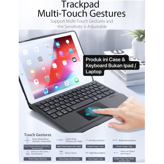 ✨Ori T207 Magic Smart Keyboard Touchpad Ipad Pro Gen 3 M1 11 Inch 2021 Case Bisa Gojek