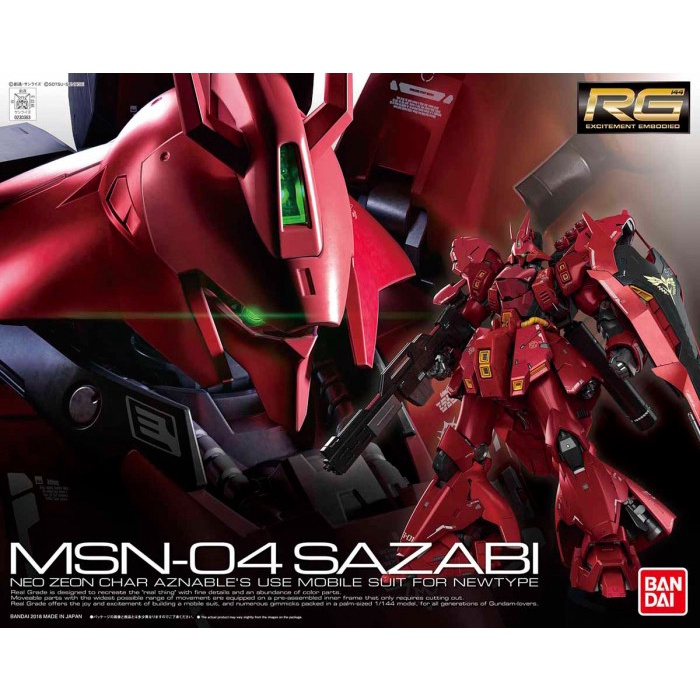 ✨New Rg Sazabi 1/144 Rg 029 Gundam Bandai Model Kit Figure Bandai Limited