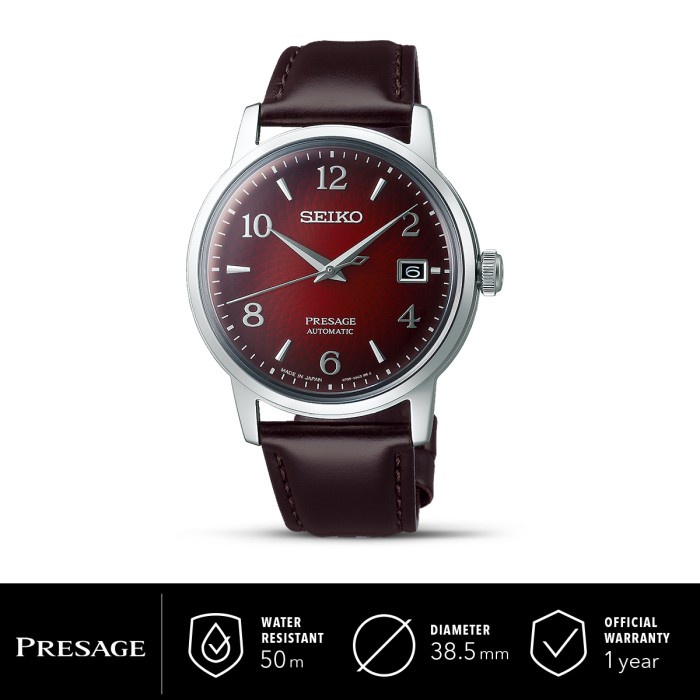 ✅Sale Jam Tangan Pria Seiko Presage Negroni Burgundy Srpe41J1 Kulit Original Terbaru
