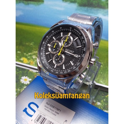 ✅Sale Jam Tangan Pria Seiko Ssb175P1 Chronograph Silver Hitam Original Murah Bisa Gojek