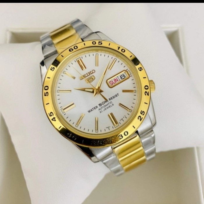 ✅Ready Jam Tangan Seiko 5 Original Pria Snke04K1 Silver Gold Bisa Gojek