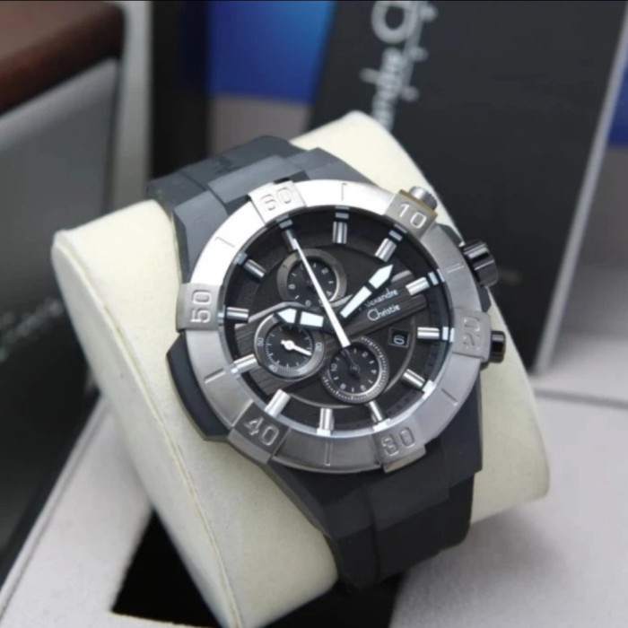 ✅Ori Jam Tangan Pria Original Alexandre Christie Ac6649Mc Rubber Blackgrey Bisa Sameday