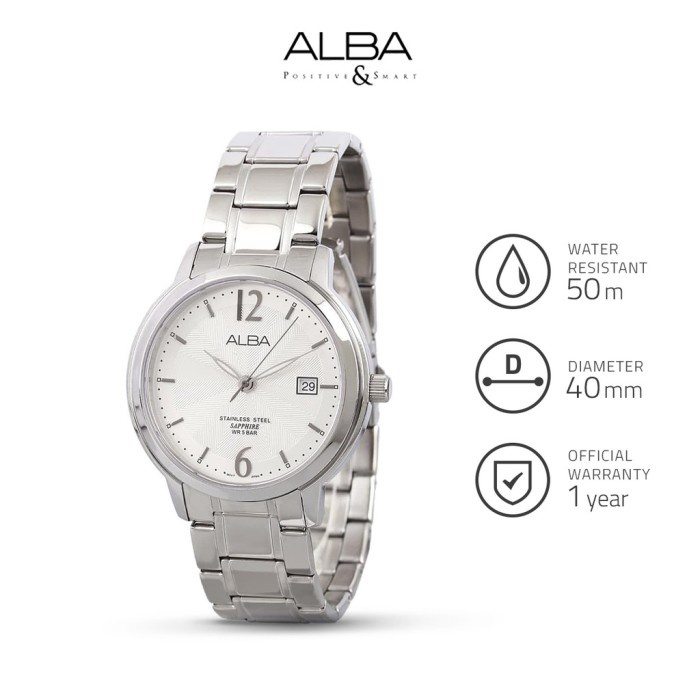 ✅New Ori Jam Tangan Stainless Pria Silver Alba As9A57 Quartz As9A57X1 Original Terbaru