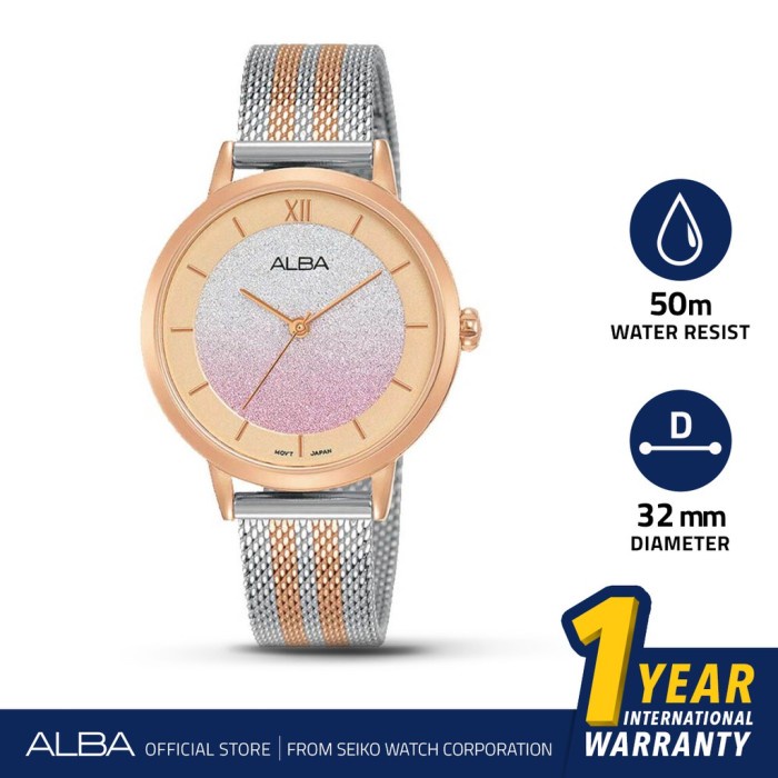 ✅New Ori Jam Tangan Alba Ah8630 Wanita Rantai Pasir Dual Tone Original Berkualitas