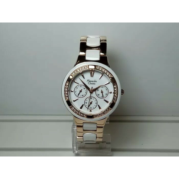 ✅New Ori Jam Tangan Wanita Alexander Christie Ac 2299 Cewek Gold White Terbatas