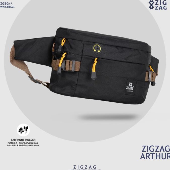 Tas Waistbag Pria Zigzag Arthur - Tas Pinggang Pria Wanita - Black