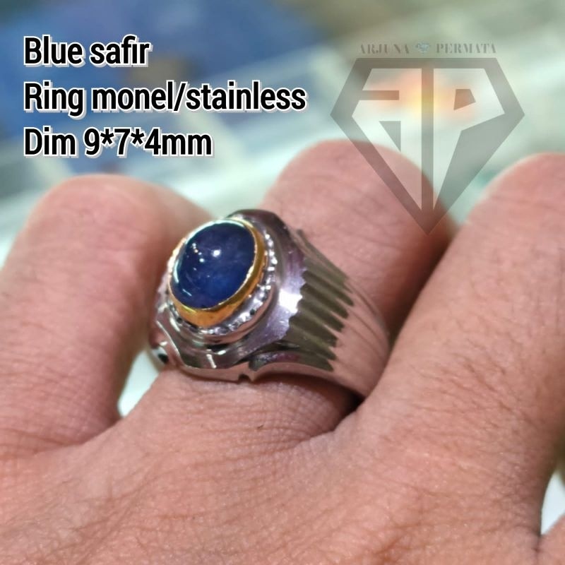CINCIN BATU BLUE SAFIR SAPPHIRE RING STAINLESS MONEL SUPER