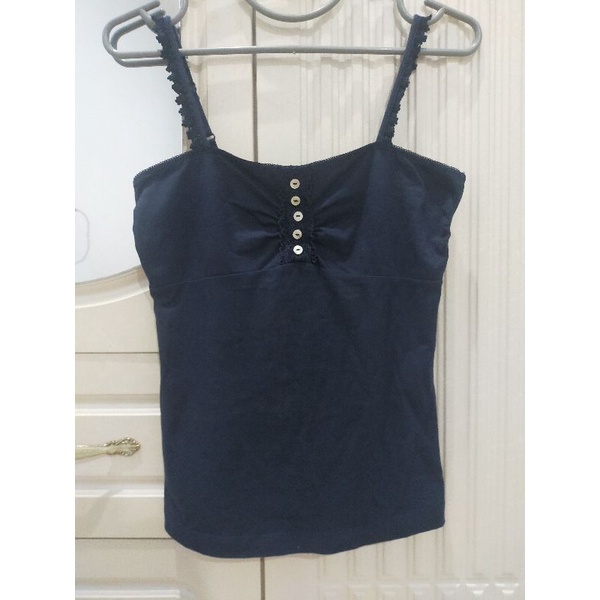 Navy Ruffle TankTop Brand Mango