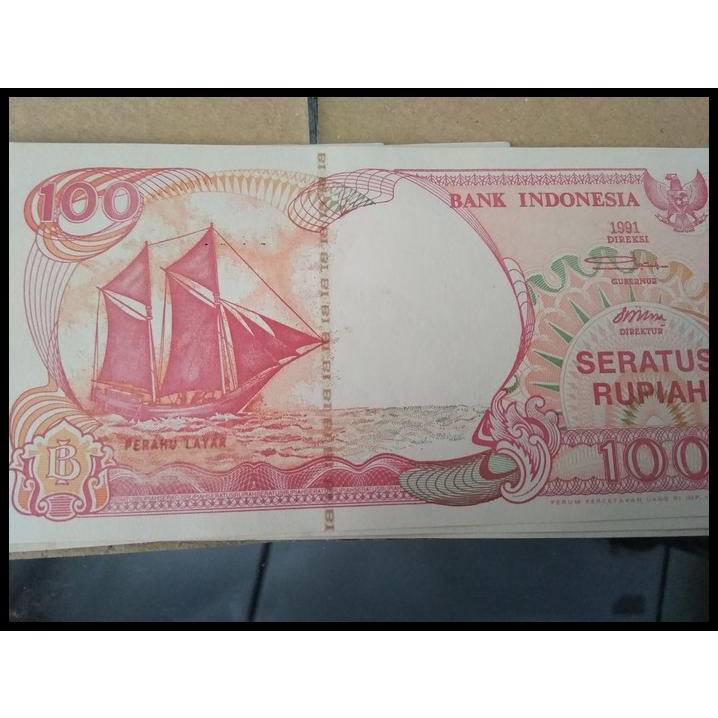 TERMURAH UANG KERTAS 100 RUPIAH PERAHU LAYAR TAHUN 1991 UNC 