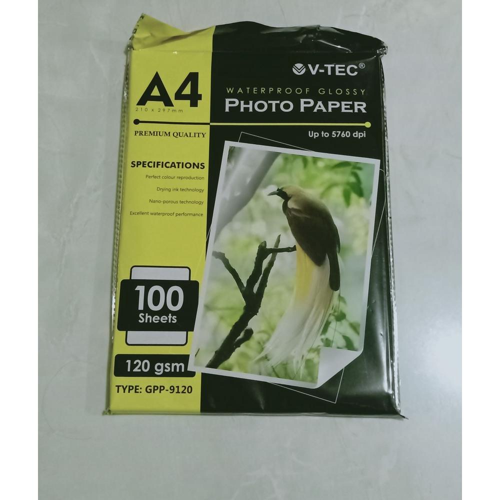 

Promo - Kertas Foto Glossy V-TEC GPP-9120 A4 120 GSM (100 Lembar) ~