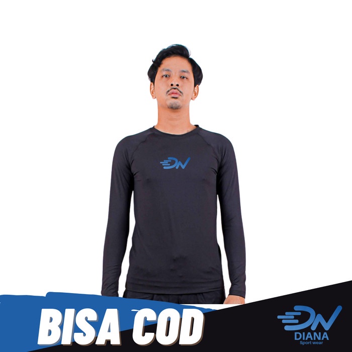 Baju Manset Baselayer Olahraga Pria Lengan Panjang Hitam