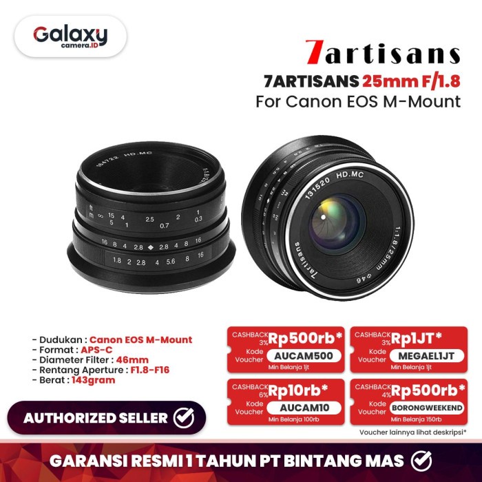 Lensa 7Artisans 25mm F1.8 Canon EOS M Mount
