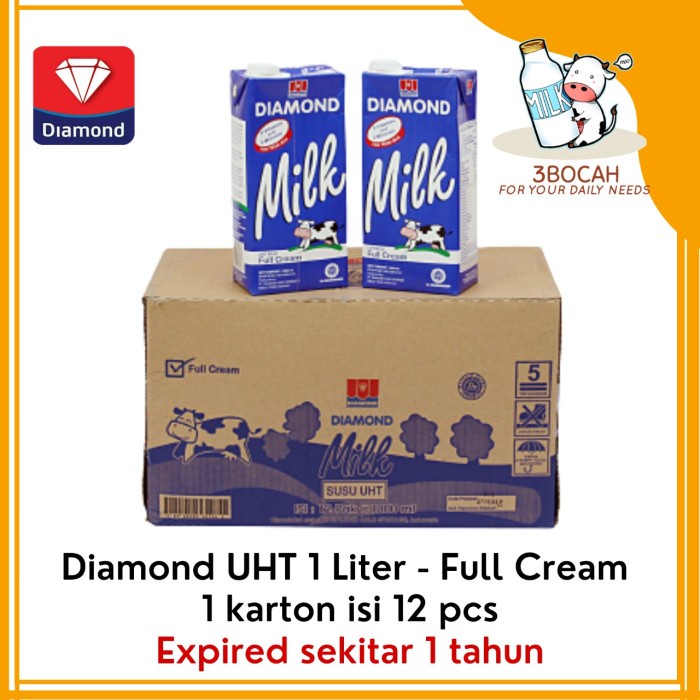 

Termurah! Diamond Susu Uht 1 Liter Full Cream - Grosir 1 Karton / Dus