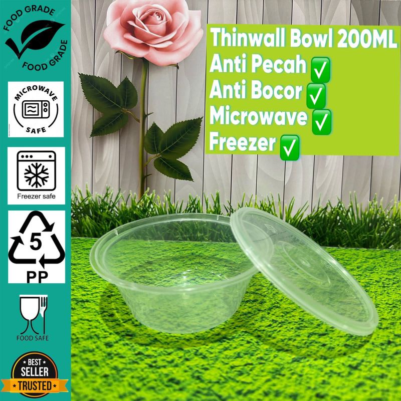 THINWALL MICROWAVE UKURAN 200ML / THINWALL BOWL 200ML / MANGKOK PLASTIK MICROWAVE 200ML / MANGKOK PL