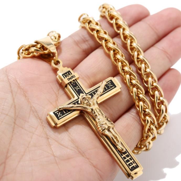 Kalung Salib Pria / Kalung Pria Liontin Salib Stainless Steel