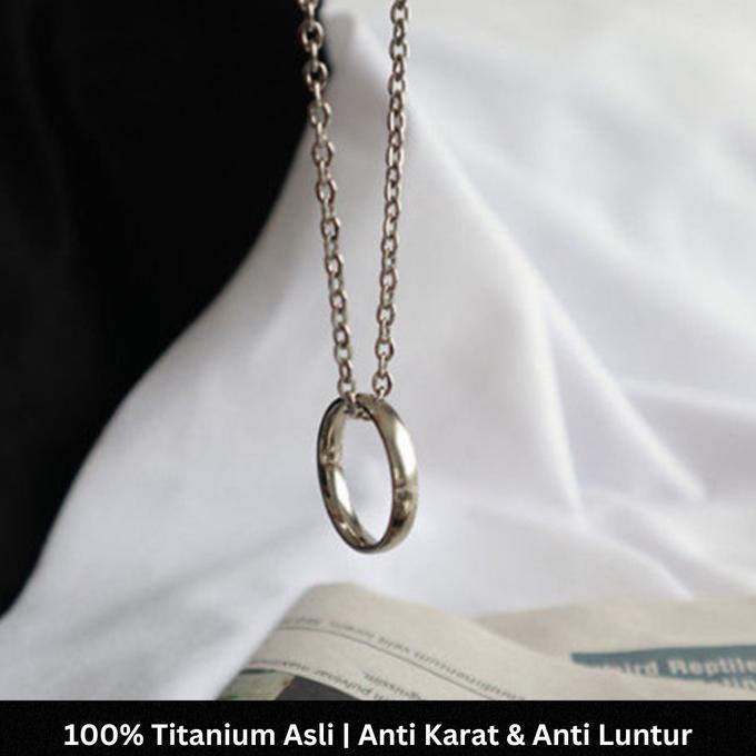 Kalung Pria Titanium Liontin Cincin / Kalung Titanium Pria Silver