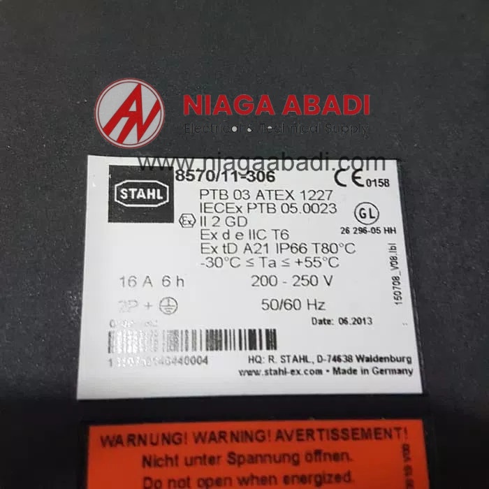 ✨Original Stahl 8570/11-306 Receptacle 16A 2PN Wall Socket Ex 200-250V 50/60Hz Bisa Gojek