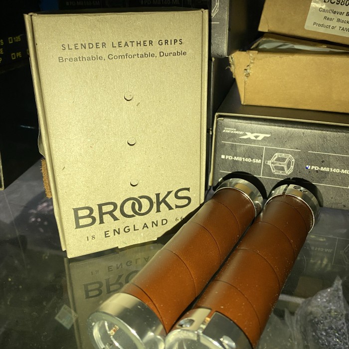 ✨New Ori Grip Brooks Slender Leather Grips Handle Grip Original Made In Italy Terbatas