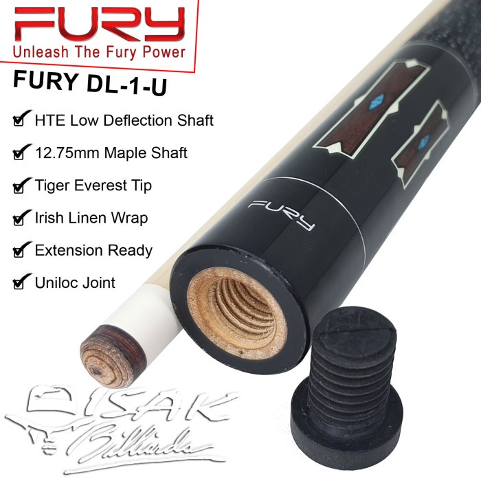 Fury Dl-1 Maple Pool Cue - 13 Mm - Billiard Stick Stik Biliar Bilyar