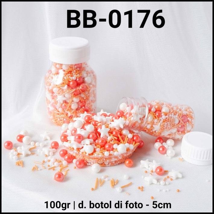 

TERBARU BB-0176 SPRINKLES SPRINKLE SPRINGKEL 100GR BINTANG MUTIARA ORANGE !!