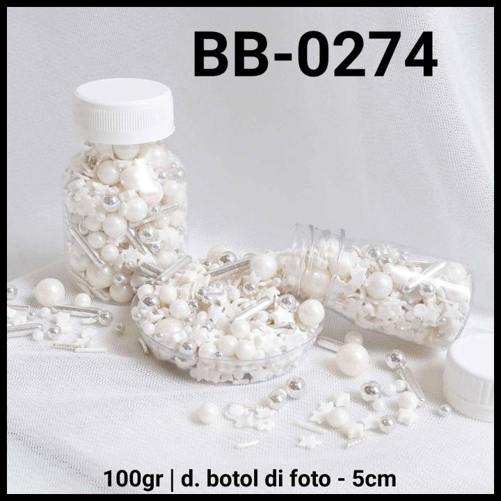 

BEST DEAL BB-0274 SPRINKLES SPRINKLE SPRINGKEL 100GR PUTIH PERAK MUTIARA HATI !!!!