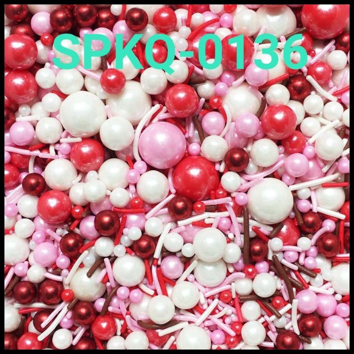 

BEST DEAL SPKQ-0136 SPRINKLES SPRINKLE SPRINKEL 250GR MUTIARA MESES MIX MERAH !!!!!!