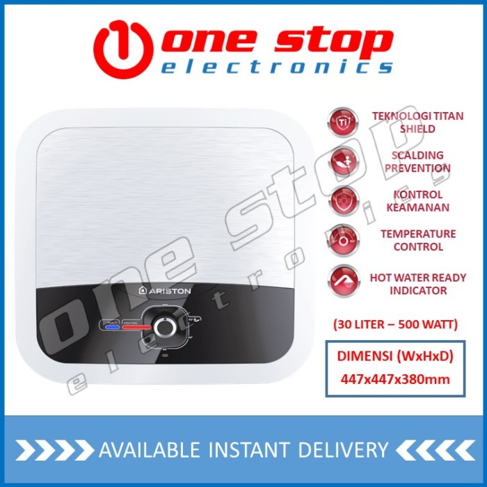 Ariston An2 30 Rs / An2 30Rs / Andris2 Rs Water Heater 30 Ltr 500 Watt Promo Terbaru