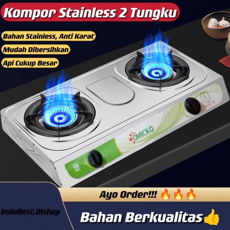 Kompor Gas 2 Tungku / Kompor Gas Stainless Steel / Kompor Stainless Anti Karat