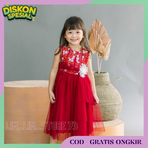 Sress Anak Natal Baju Anaj Kegereja Dres Cewek Natsl Pakaian Drws Natal Merah Gsun Edisi Natak Chris