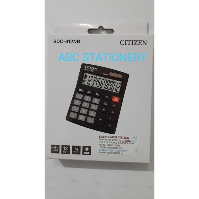 

Kalkulator Kecil 12 Digit Citizen SDC-812BN