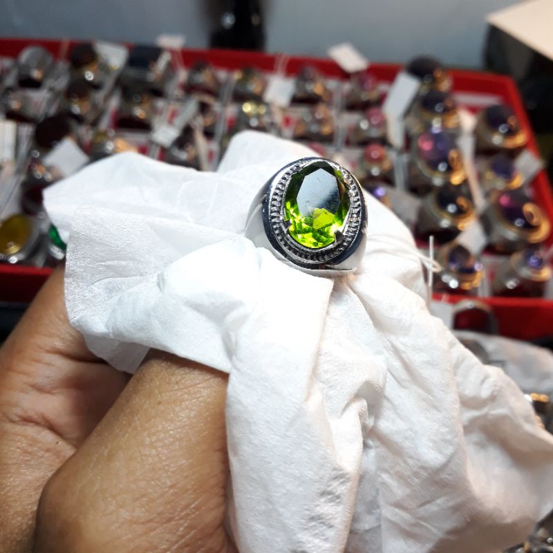 emban ikat monel plus batu natural peridot