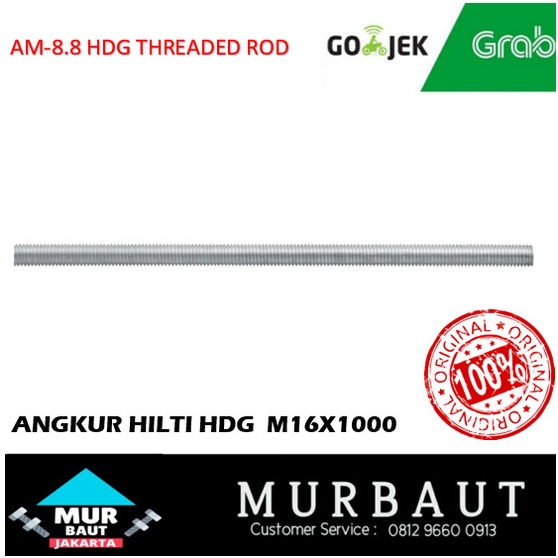 ✅New Angkur Hilti Has E F M16X1000 8.8 Hot Dip Galvanized 4 Nut 4 Washer Bisa Sameday