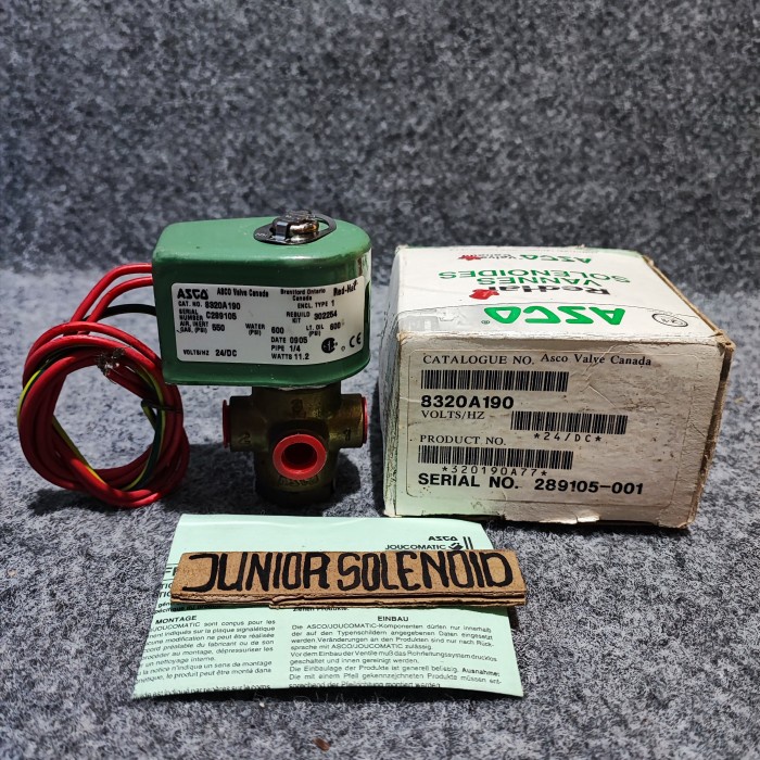 ✅Baru Asco 8320A190 Solenoid Valve 3Way 24Vdc 1/4 Terbatas