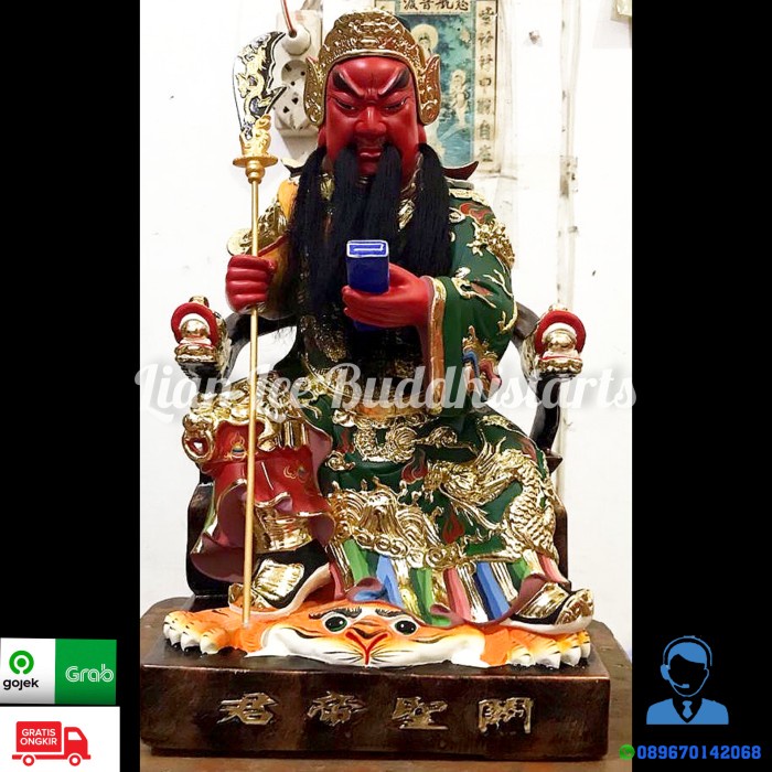 [Original] Patung Dewa Kwan Ti/Guan Yu / Kwan Kong 16 Inch Kayu Berkualitas