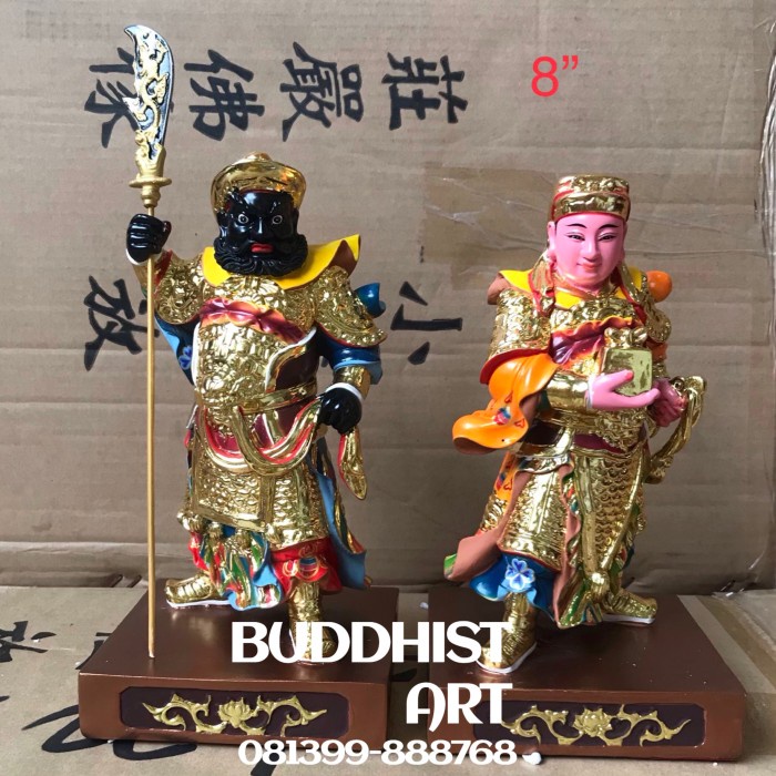 [Ori] Patung Pengawal Kwan Kong Guan Yu Tiu Cong Dan Kwan Ping 8 Inch Fiber Limited