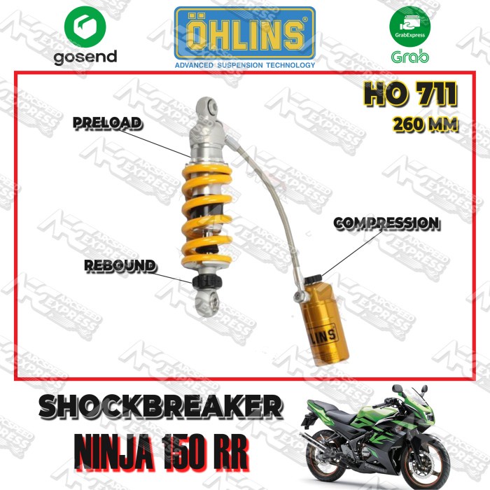 [Baru] Shockbreaker Ohlins Ninja 150 Rr / Cbr150 Ho711 Original Garansi 3Th Diskon