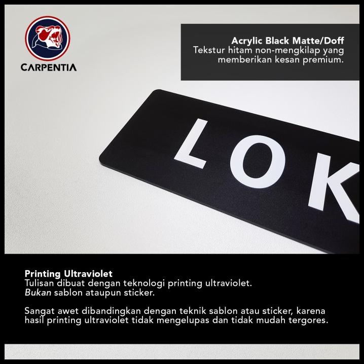 

HOT DEAL ACRYLIC SIGN LOKET / PAPAN LABEL AKRILIK 24X7 CM/ A - HITAM MATTE/DOFF !!