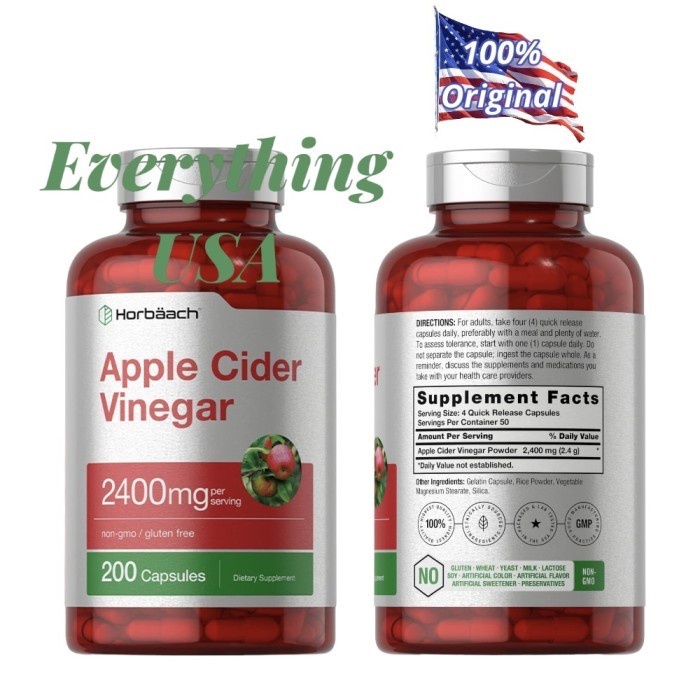 

Terlaris Horbach Apple Cider Vinegar 2400mg 200 caps Detox WeightLoss TERMURAH SALE