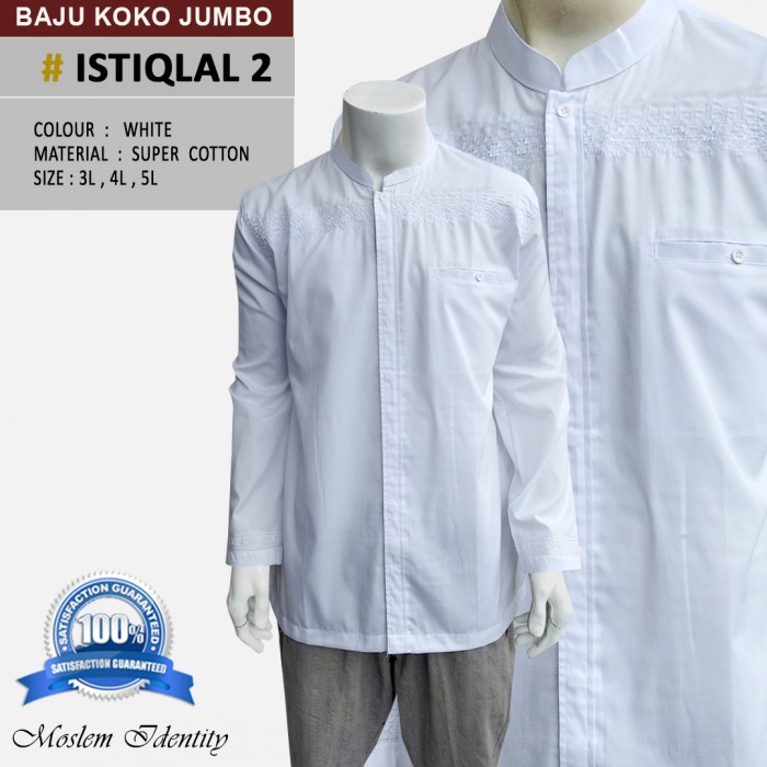 Baju Koko Putih , Baju Koko Bordir, Koko Lengan Panjang Jumbo Istiqlal