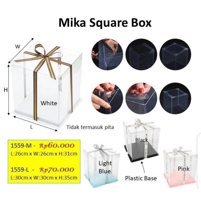 Mika square box - box mika kotak - kotakk kado - kotak bunga 1559