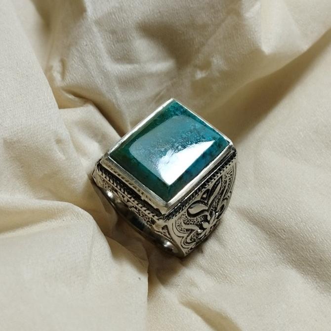 cincin batu akik bacan Doko majiko keristal kotak plat elegan