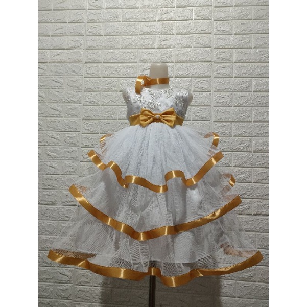 Cod/Gaun Brokat Mutiara/Dres Anak Perempuan/Gaun Ulang Tahun/Gaun Bayi Perempuan/Gaun