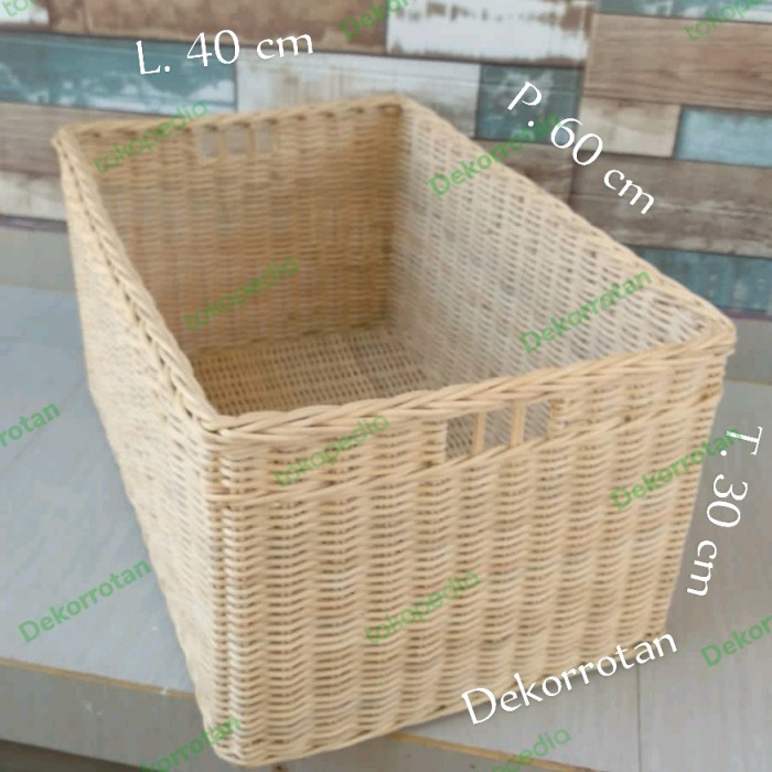 Promo Keranjang Persegi Panjang Rotan Besar Jumbo Laundry Murah Laci Rumah