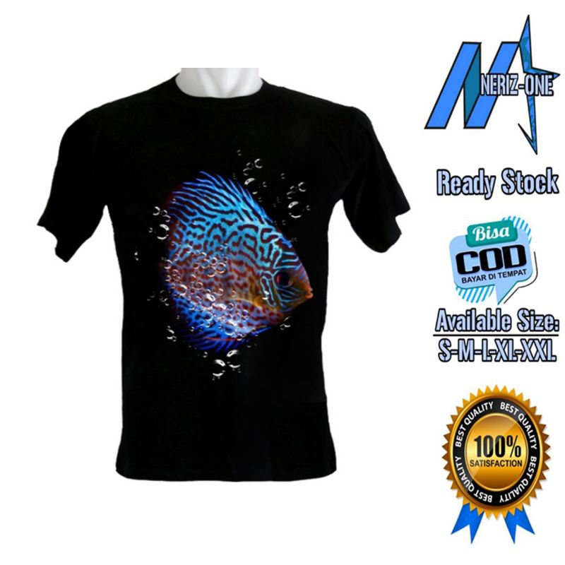 KAOS DISTRO IKAN DISCUS CANTIK SABLON DEPAN ~ BAHAN KATUN