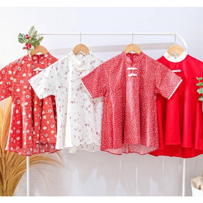 Atasan Cheongsam Qipao Baju Cny Baju Blus Blouse Imlek Baju Merah