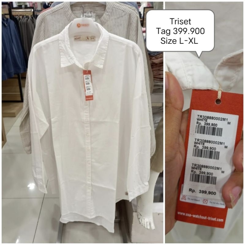 STYLISH MODERN Tunik Triset Putih Polos Promo Diskon LXL