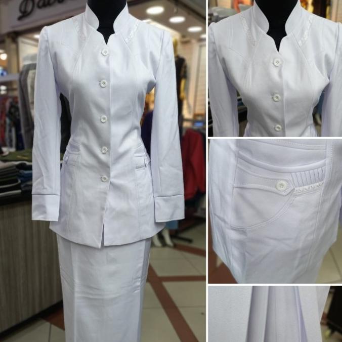Baju Blazer Perawat Wanita Putih putih Suster Rumah Sakit Bidan Sragam